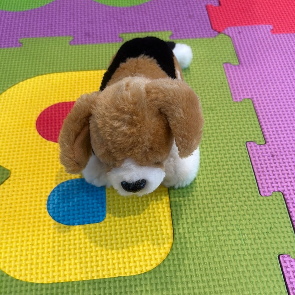 Brown and White Plush Dog Toy